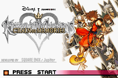 Kingdom Hearts Chain of Memories title screen for GameBoy Advance